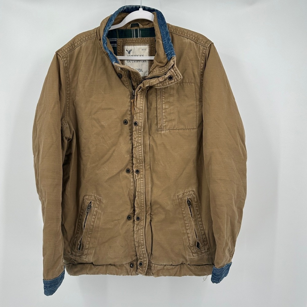 American Eagle Mens Canvas Barn Coat Size XLT Chore Jacket Flannel Lined Rugged